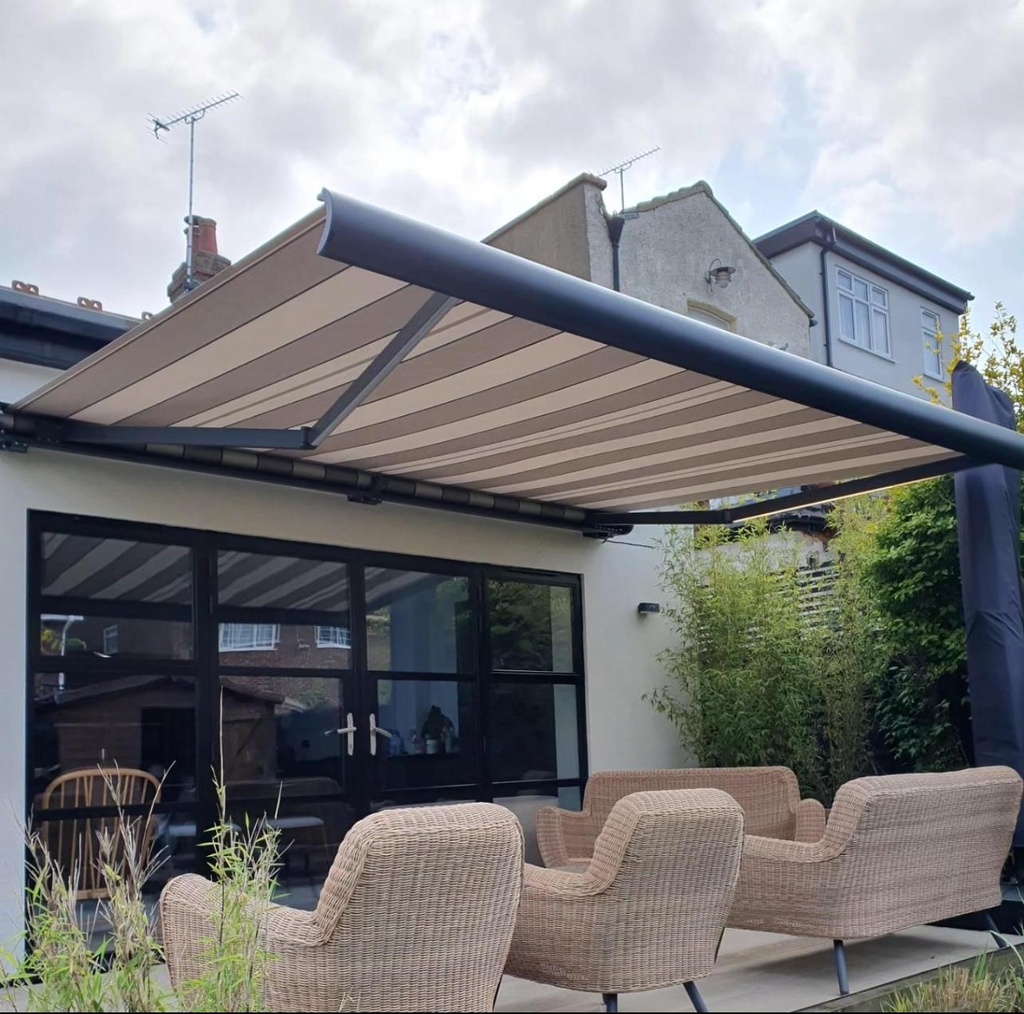 Semi Cassette Electric Awning White Frame